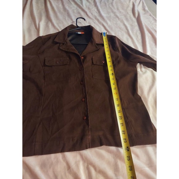 French Kuff Top Size 12 Brown Button down Collar Long Sleeve Thick - Picture 6 of 9